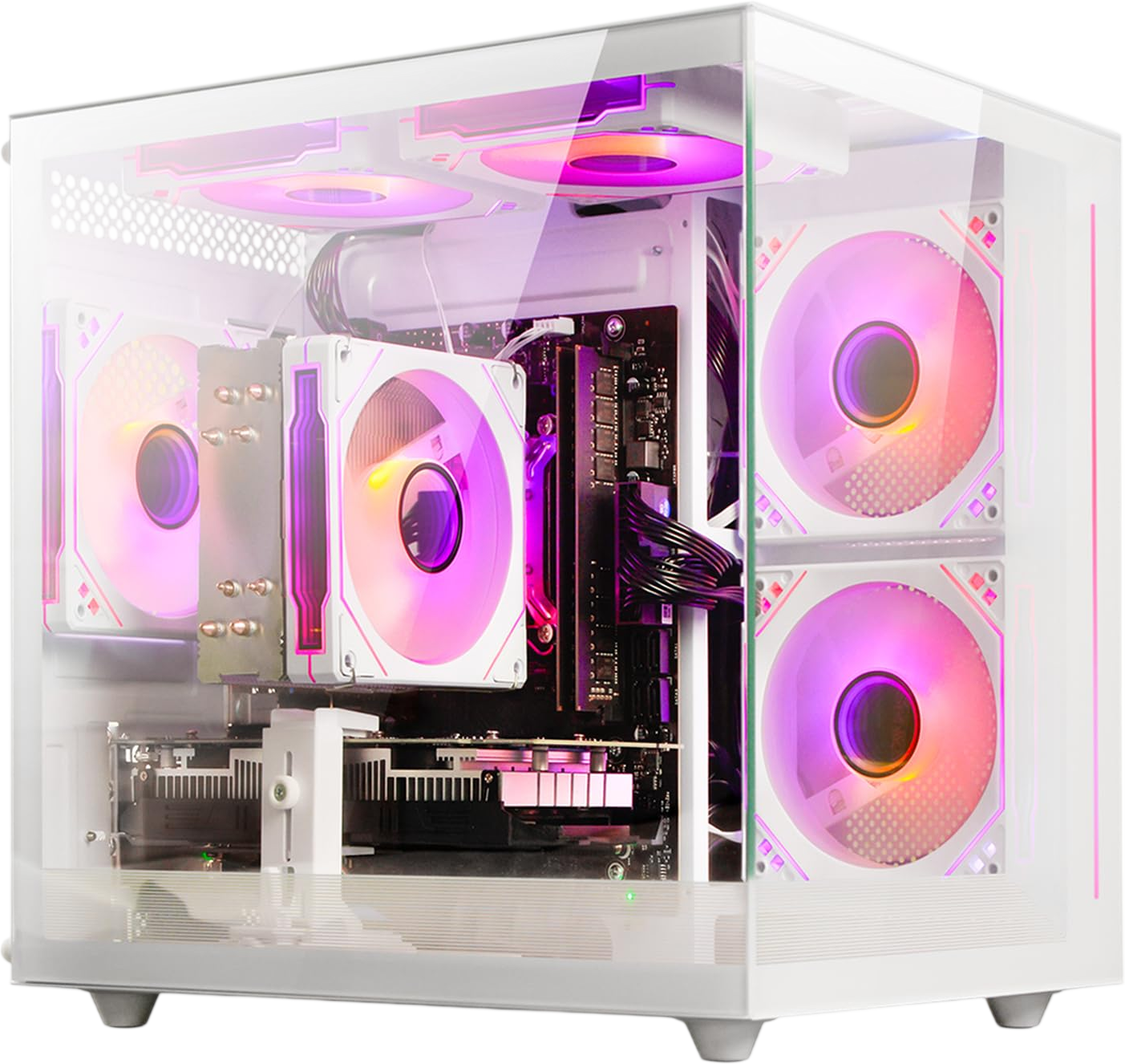 suevery Desktop Computers,32G RAM,1TB NVMe SSD,Core i5-12400F,RTX 3050 6G,Prebuilt Gaming PC,Tower Computer Gamer,Work,VR,4K,Home and Business WiFi 6 White