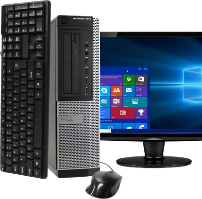 Refurbish Dell Desktop Computer Package Compatible with Dell Optiplex 7010 Intel Quad Core i5 3.2GHz, 8GB Ram, 500GB HDD, 19-inch LCD, DVD, WiFi, Keyboard, Mouse, Windows 11 Pro