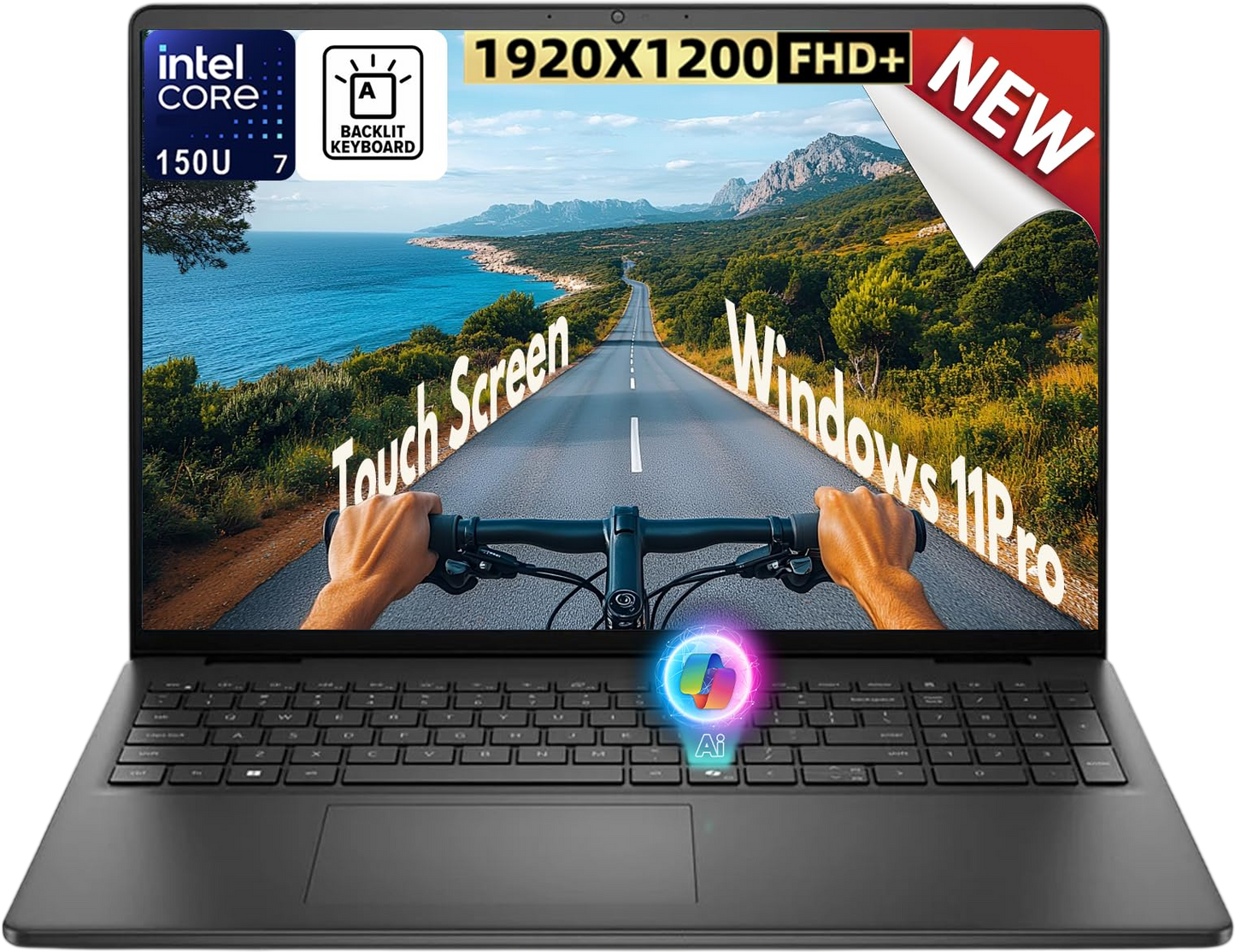 Dell 16-inch Touchscreen Laptop for Work & Study – 16" FHD+ Anti-Glare, 16GB DDR5 RAM, 1TB SSD, Intel 10-Core 7 150U(Up to 5.4GHz), Ai Copilot, Backlit KB, Win 11 Pro, Long Batterie Life
