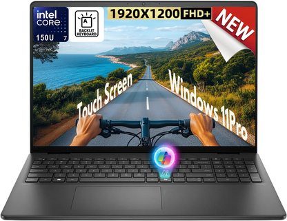 Dell 16-inch Touchscreen Laptop for Work & Study – 16" FHD+ Anti-Glare, 16GB DDR5 RAM, 1TB SSD, Intel 10-Core 7 150U(Up to 5.4GHz), Ai Copilot, Backlit KB, Win 11 Pro, Long Batterie Life