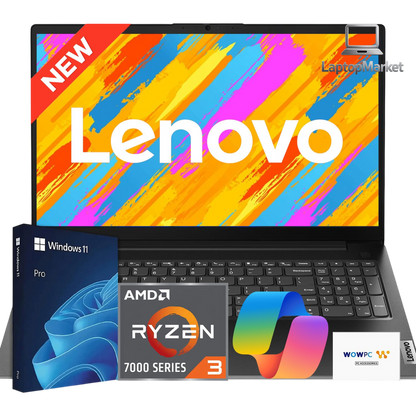 Lenovo V15 Business Laptop 2026 Edition, AMD Ryzen 3 7000-Series(Beat i7-1065G7), 15.6" FHD Display, 16GB DDR5 RAM, 256GB NVMe SSD, Wi-Fi 6, RJ-45, Dolby Audio, Windows 11 Pro, WOWPC USB, no Mouse