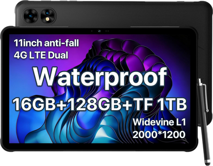 UMIDIGI 2K 11inch Rugged Tablet Android,Active T1 Octa-core 16GB RAM+128GB ROM,10000mAh,16+16+8MP Camera Waterproof Tablet with SIM Card Slot Unlocked/Stylus Pen/4G LTE/WiFi-5/BT 5.0/GPS,Warranty