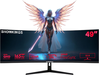 SHOWKINGS 49 Inch Curved Ultrawide QHD Gaming Monitor, 1500R 165Hz 32:9 QHD 5120x1440 Computer Monitor, 127% sRGB VESA Display HDR, Supports Wall Mounted Installation, Eye Care
