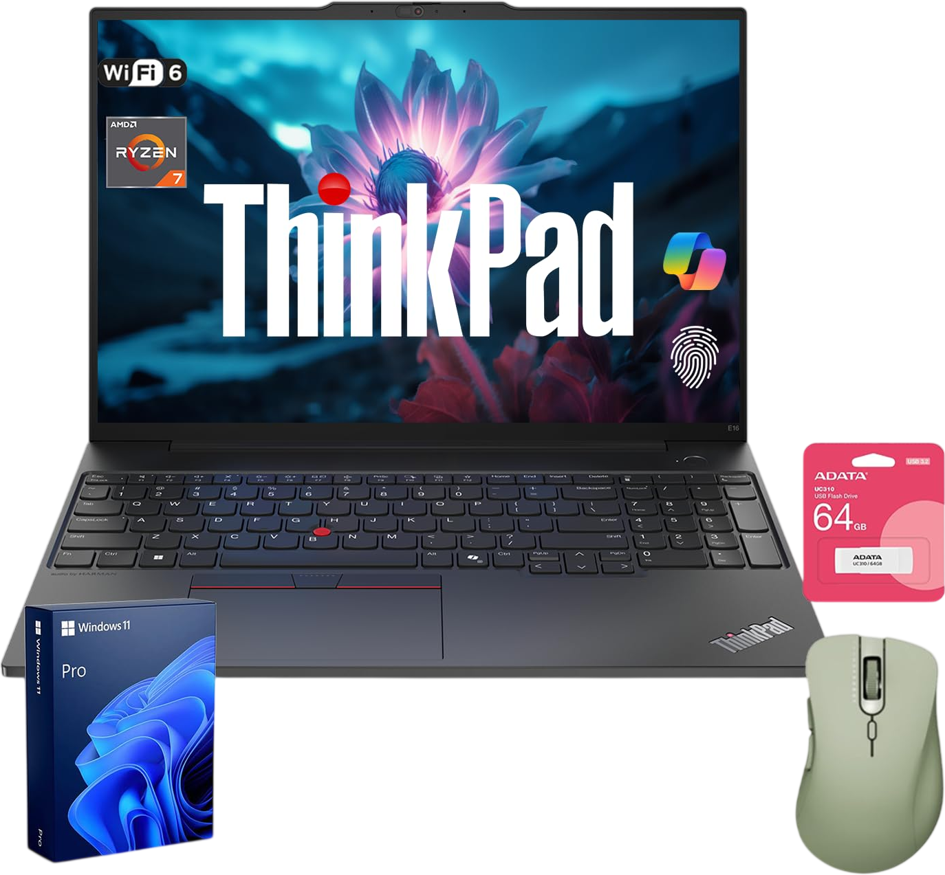 Lenovo ThinkPad E16 Gen 2 Laptop | 16" FHD+ | AMD Ryzen 7 7735U | 32GB DDR5 RAM | 1TB SSD | Fingerprint | Backlit Keyboard | | Webcam | HDMI | Wi-Fi 6 | Windows 11 Pro | Black | with Bundle Set