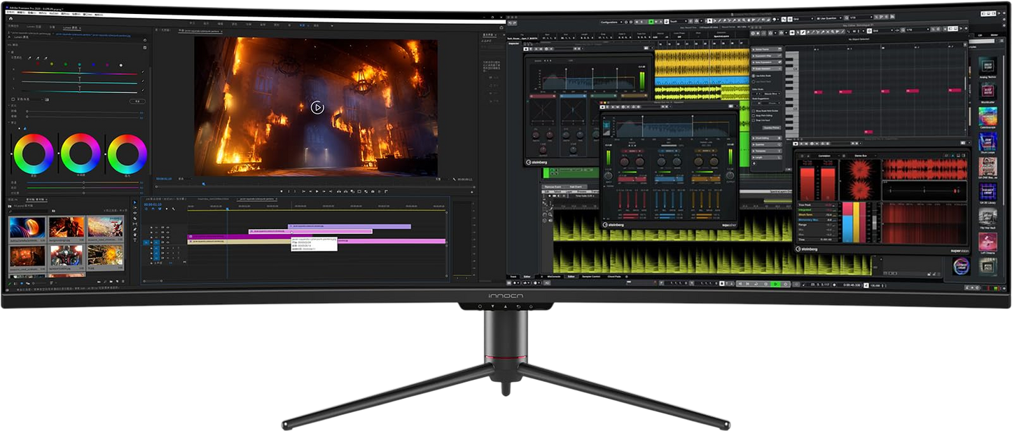 INNOCN 49" Curved Gaming Monitor 144Hz Ultrawide 32:9 WDFHD 3840 x 1080P, R1800, 99% sRGB, HDR400, USB Type C, DisplayPort, HDMI, Built-in Speakers, Height/Tilt Adjustable - 49C1G