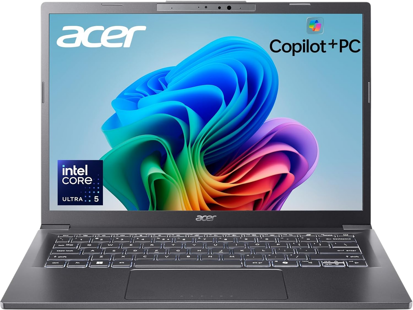 Acer Aspire 14 AI Copilot+ PC | 14" WUXGA Display | Intel Core Ultra 5 Processor 226V | NPU: Up to 40 Tops - GPU: Up to 53 Tops | Intel ARC 130V | 16GB LPDDR5X | 512GB SSD | Wi-Fi 6E | A14-52M-51S1