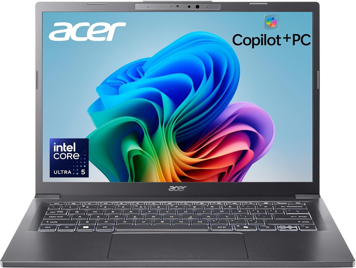 Acer Aspire 14 AI Copilot+ PC | 14" WUXGA Display | Intel Core Ultra 5 Processor 226V | NPU: Up to 40 Tops - GPU: Up to 53 Tops | Intel ARC 130V | 16GB LPDDR5X | 512GB SSD | Wi-Fi 6E | A14-52M-51S1