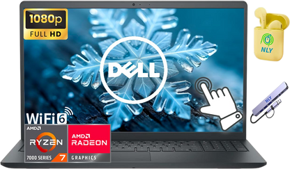 Dell Inspiron 15 Laptop, 15.6" FHD Touch Screen Business Laptop Computer, 8-core AMD Ryzen 7 Processor, 24GB RAM 1TB Storage (512GB SSD+512GB Docking Station Set), Windows 11 Laptop, Black