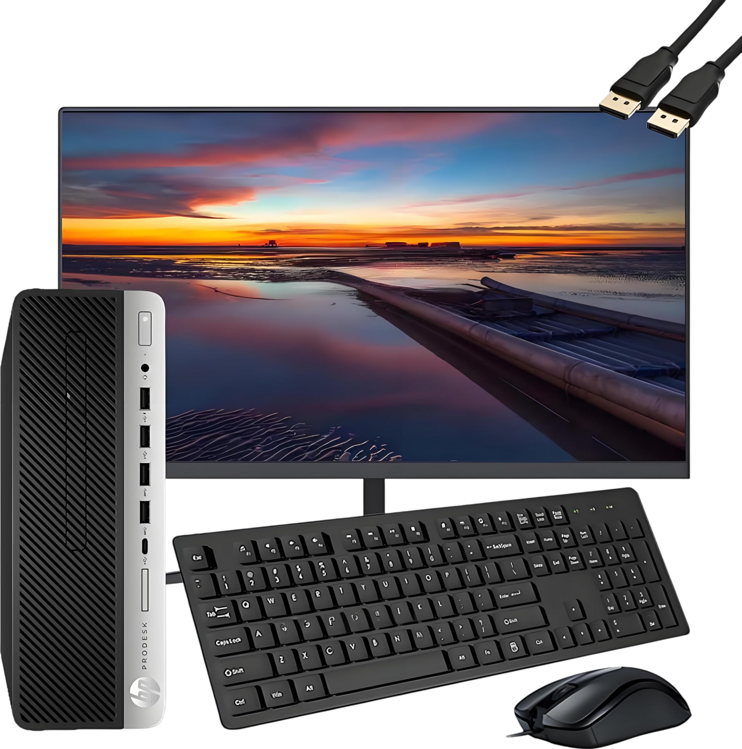 HP ProDesk 600 G3 SFF Desktop Computer with 21.5" FHD Monitor, Intel Quad Core i5-6500, 16GB DDR4, 256GB SSD, DisplayPort, Keyboard & Mouse, WiFi, BT, Windows 11 Pro , Black Used