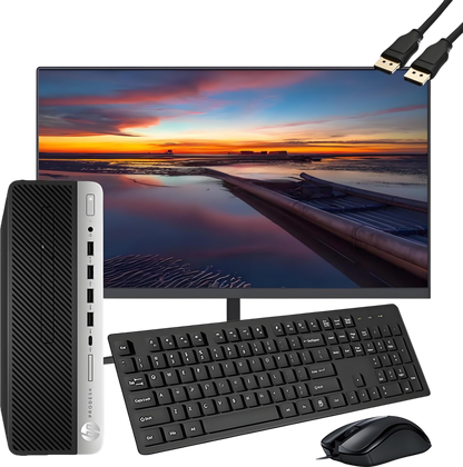 HP ProDesk 600 G3 SFF Desktop Computer with 21.5" FHD Monitor, Intel Quad Core i5-6500, 16GB DDR4, 256GB SSD, DisplayPort, Keyboard & Mouse, WiFi, BT, Windows 11 Pro , Black Used