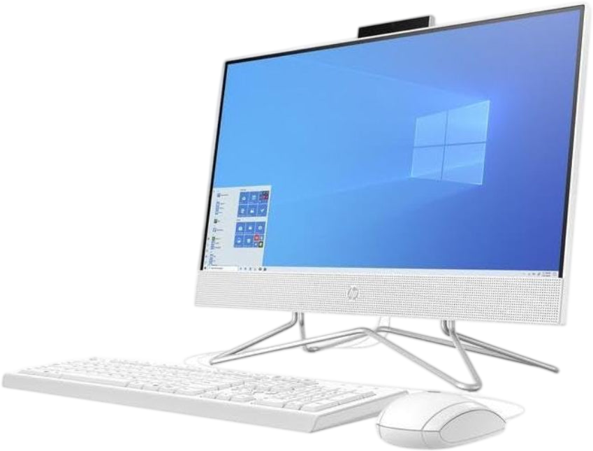 Refurbish HP 22" All-in-One Desktop, AMD Athlon Silver 3050U Processor, AMD Radeon Graphics, 4 GB RAM, 256 GB SSD, Windows 11 Home (22-dd0210, Snow white)
