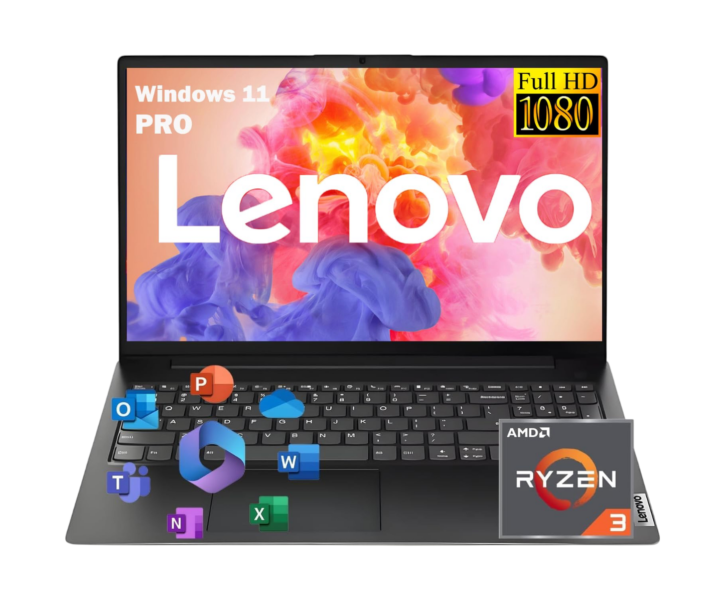 Lenovo 2026 New V15 Laptop for Student & Business with Microsoft Office on the Web, AMD Ryzen 3 7320U (Beat i7-1065G7), 15.6'' FHD, 16GB RAM, 256GB SSD, Ethernet Port RJ-45, Windows 11 Pro, No Mouse
