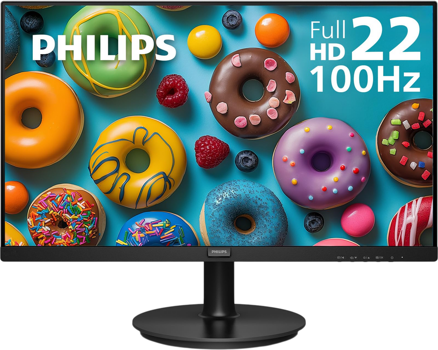 Philips 221V8LB 22 inch Class Thin Full HD (1920 x 1080) Monitor, 100Hz Refresh Rate, VESA, HDMI x1, VGA x1, LowBlue Mode, Adaptive Sync, 4 Year Advance Replacement Warranty