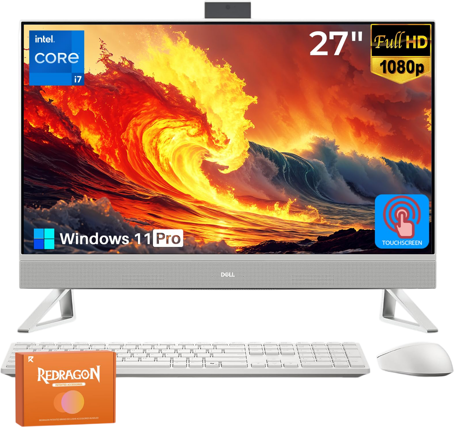 Dell 27 All in One Touchscreen Desktop Computer, 27" FHD IPS Touch Screen Display, Intel Core 7 150U, 32 GB DDR5, 1 TB SSD, NVIDIA GeForce MX570A GDDR6, Wi-Fi 6E, Wireless KB & Mouse, Windows 11 Pro