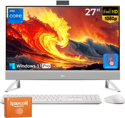 Dell 27 All in One Touchscreen Desktop Computer, 27" FHD IPS Touch Screen Display, Intel Core 7 150U, 32 GB DDR5, 1 TB SSD, NVIDIA GeForce MX570A GDDR6, Wi-Fi 6E, Wireless KB & Mouse, Windows 11 Pro