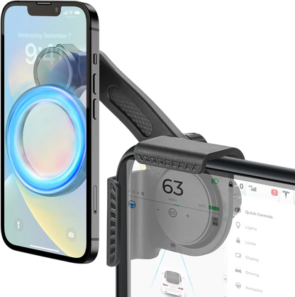 for Tesla Phone Mount, Magsafe Strongest Magnetic Tesla Phone Holder for Tesla Model 3/Model Y/Cybertruck Accessories 2024, No Glue for Car Phone Mount for Tesla with Magnetic Ring Fits for All Phone