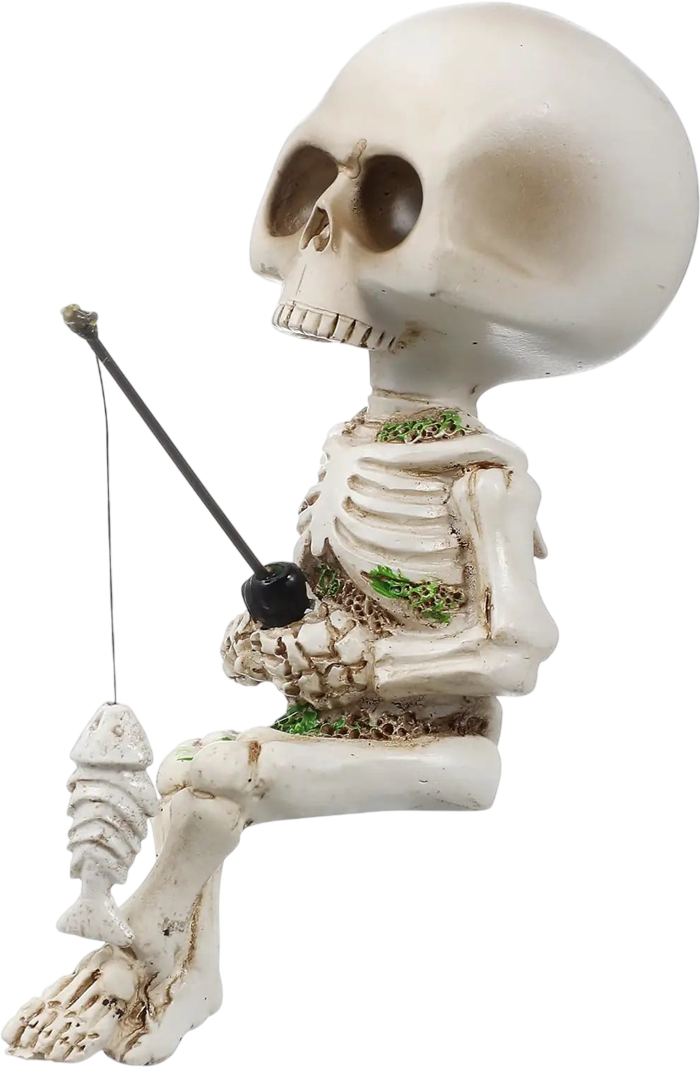 GANAZONO Skeleton Aquarium Decoration Skull Fish Reptile Tank Decor Fishing Skull Statue Resin Skeleton Figurines Sculptures Halloween Decoration