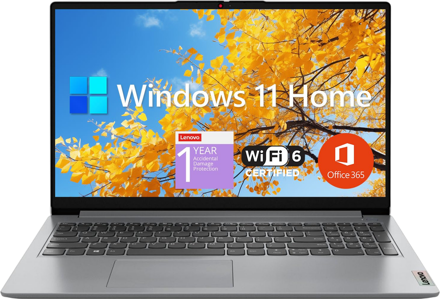 New Lenovo IdeaPad 1 Student Laptop, 15.6" FHD Display, Intel Dual Core Processor, 12GB RAM, 512GB SSD + 128GB eMMC, 1 Year Office 365, Wi-Fi 6, Webcam, Bluetooth, SD Card Reader, Windows 11 Home, Grey