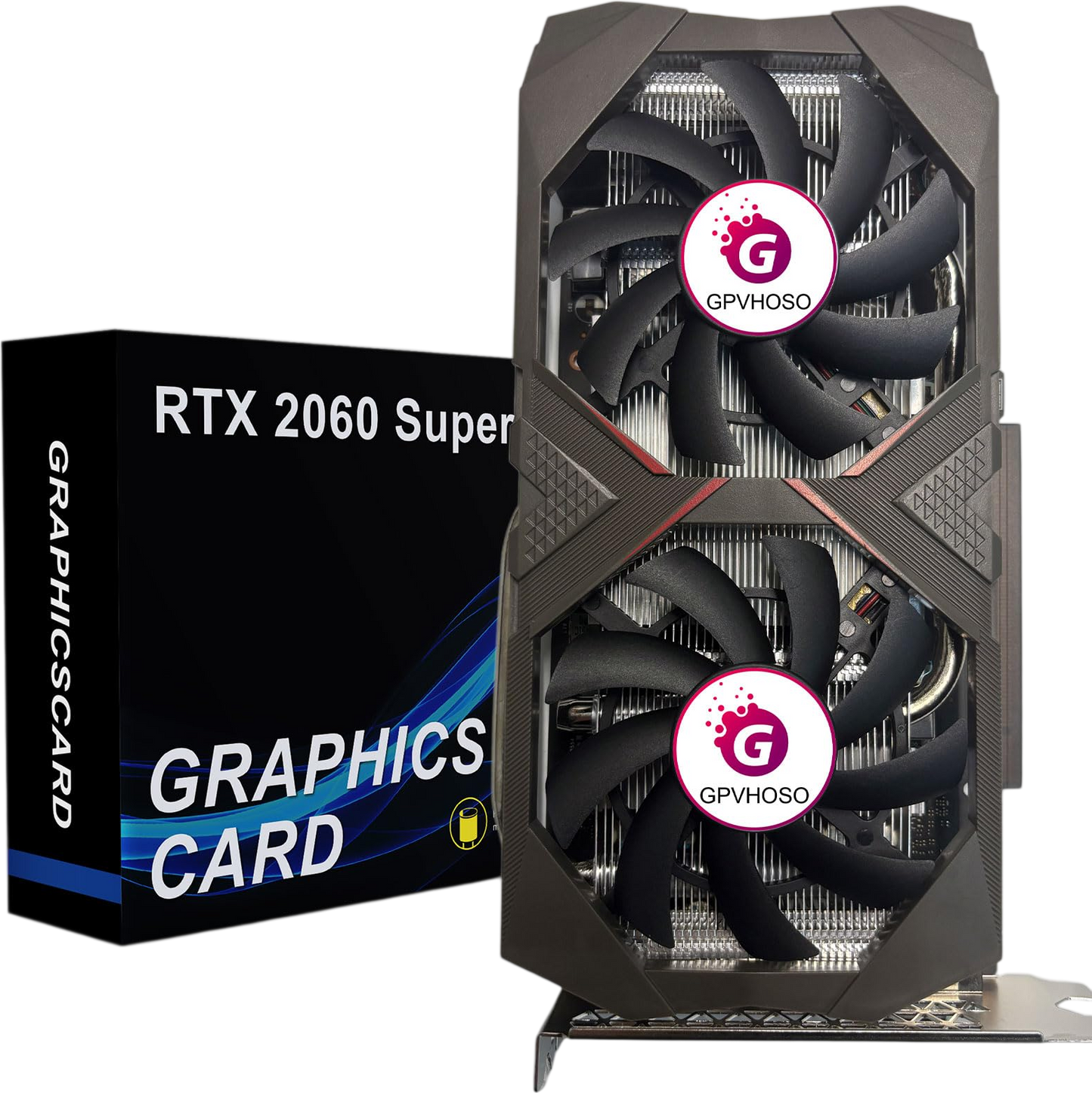 GPVHOSO RTX 2060 8GB Super Graphics Card 256Bit GDDR6 Video Card with Ray Tracing, Dual Fans, PCI Express x 16 3.0 HDMI Display Port DVI, Supports Up to 8K for PC Gaming Office Creative Work