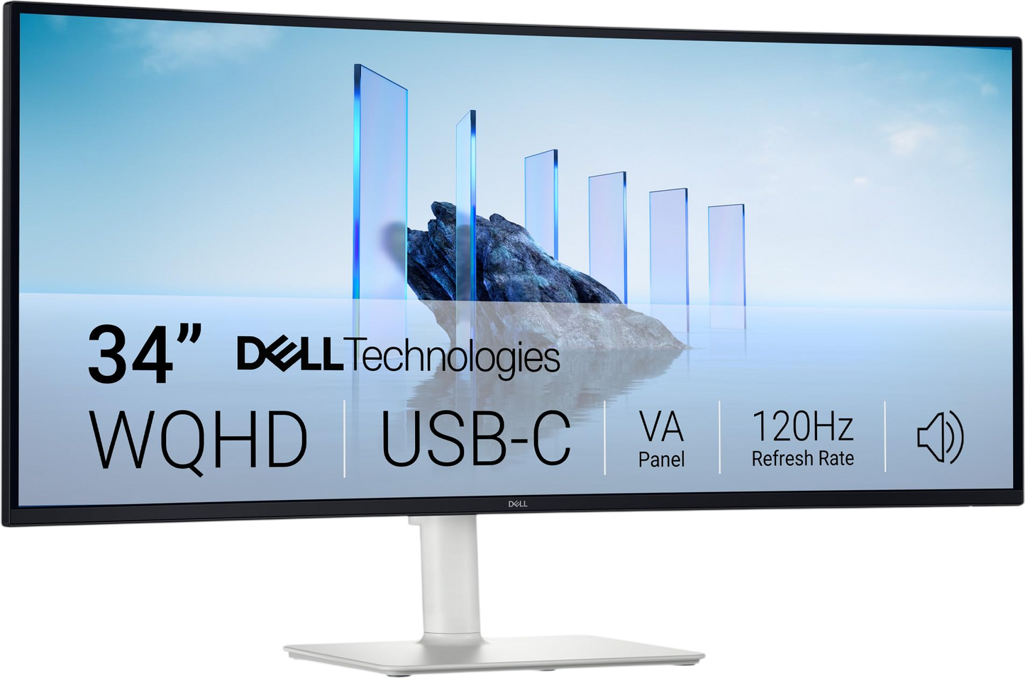 Dell 34 Plus USB-C Curved Monitor - S3425DW - 34-inch (3440 x 1440) up to 120 Hz 21:9 Display, VA Panel, AMD FreeSync Premium, 99% sRGB, 95% DCI-P3, Integrated Speakers, 3000:1 Contrast Ratio