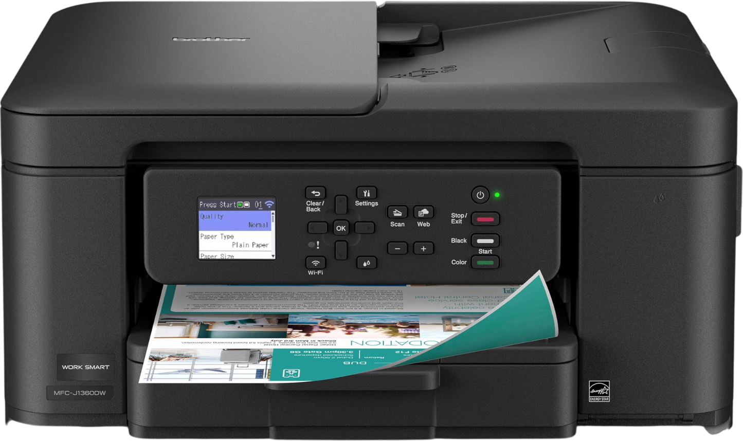 Brother Work Smart 1360 Wireless Color Inkjet All-in-One Printer with Automatic Duplex Printing and 1.8” Color Display | Includes Refresh Subscription Trial(1) (MFC-J1360DW) (Uses LC501 Series Inks)