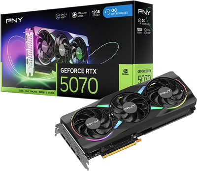 PNY NVIDIA GeForce RTX™ 5070 Epic-X™ ARGB OC Triple Fan, Graphics Card (12GB GDDR7, 192-bit, Boost Speed: 2685 MHz, SFF-Ready, PCIe® 5.0, HDMI®/DP 2.1, 2.4-Slot, Blackwell Architecture, DLSS 4)