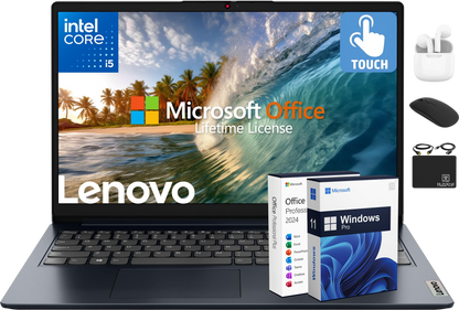 Lenovo IdeaPad Business Laptop, 15.6" FHD Touchscreen, Powerful 10-Core Intel i5-1334U, AI Copilot Computer, 24GB RAM, 1TB Storage (512GB SSD+500GB Ext), HubxcelAccessory, Win 11 Pro, Lifetime Office