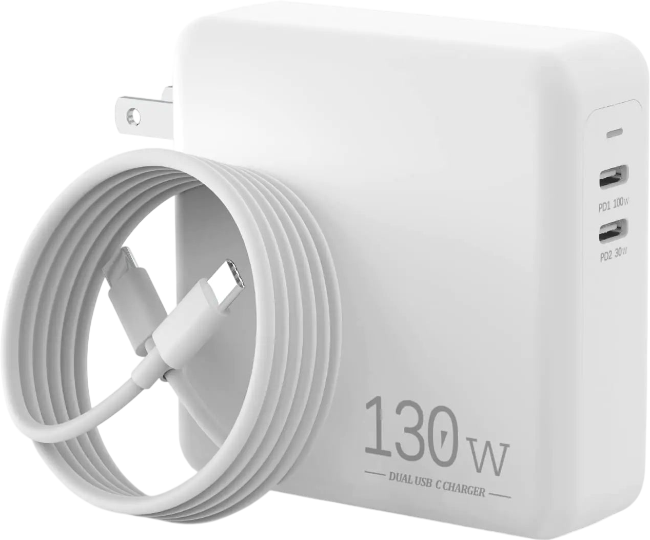 MacBook Pro Charger/MacBook Air Charger-130W Dual USB C Charger for MacBook Pro 16 15 14 13 Inch MacBook Air M1/M2 iPad Pro/AiriPhone 14/13 /Pro/Pro Max PPS Galaxy S22 Ultra/S22[6.6ft Cable]