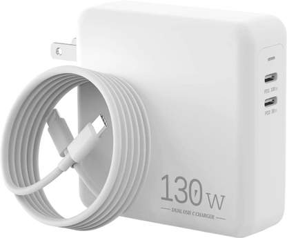 MacBook Pro Charger/MacBook Air Charger-130W Dual USB C Charger for MacBook Pro 16 15 14 13 Inch MacBook Air M1/M2 iPad Pro/AiriPhone 14/13 /Pro/Pro Max PPS Galaxy S22 Ultra/S22[6.6ft Cable]
