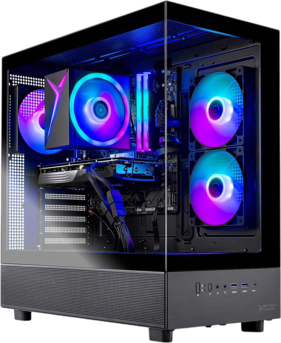 NEW Skytech Gaming Azure 3 Gaming PC, AMD Ryzen 7 5700 3.7GHz, NVIDIA RTX 5060, 1TB NVMe SSD, 32GB DDR4 RAM 3200, 650W Gold PSU, Wi-Fi, Win 11, Desktop