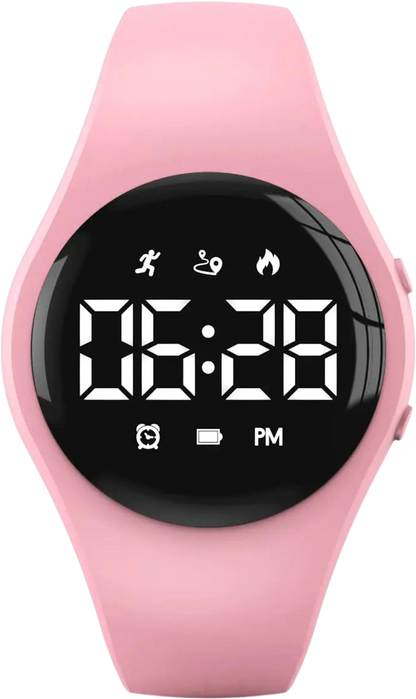 Kids Led Digital Pedometer Watch Steps Counter Waterproof Wristwatch Vibrating Alarm Clock Stopwatch Great Gift for Kids Children Teens Girls Boys (Pink)